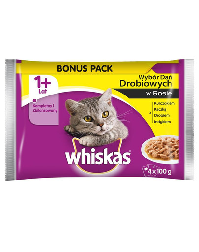 WHISKAS Kapsička s hydinou v omáčke 4x100 g
