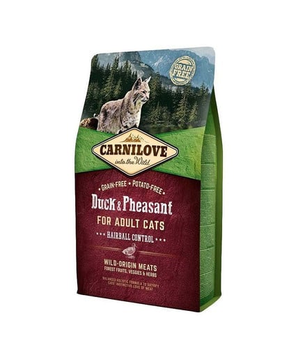 CARNILOVE Cat Grain Free Duck & Pheasant Adult Hairball Control 2 kg