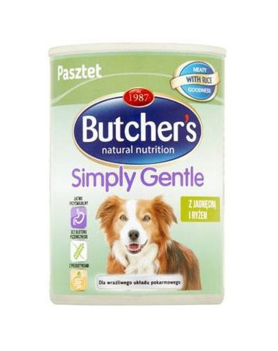 BUTCHER'S Simply Gentle s moriakom a ryžou 390 g