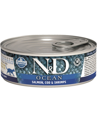 FARMINA N&D Cat Adult Ocean Salmon, Cod, Shrimp 80g