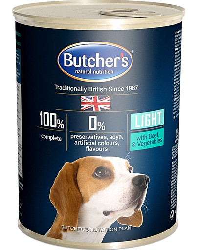 BUTCHER'S WCD Blue+ Light kúsky hovädzieho mäsa a zeleniny v omáčke 400 g