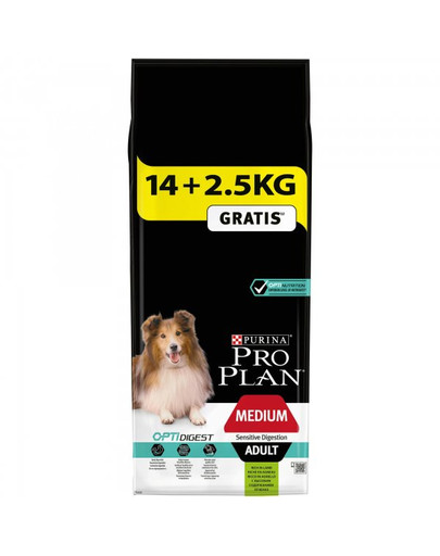 PURINA ONE Pro Plan Dog Medium Adult Opti Digest 14 + 2,5 kg