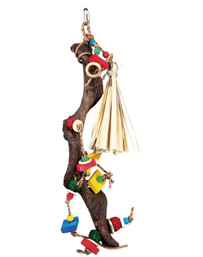 TRIXIE Drevená závesná hračka s prútenými loptičkami 56 cm
