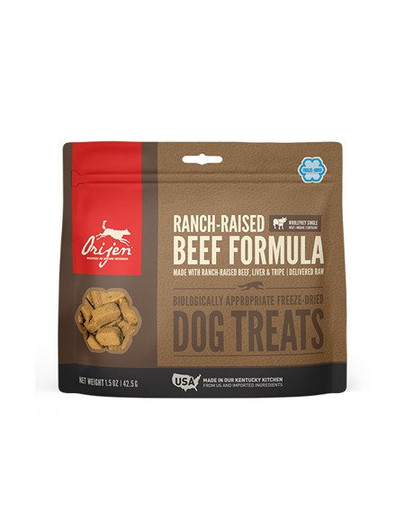 ORIJEN Dog treats Ranch-raised beef formula -  Pamlsky z hovädzeho mäsa pre psov 42,5 g