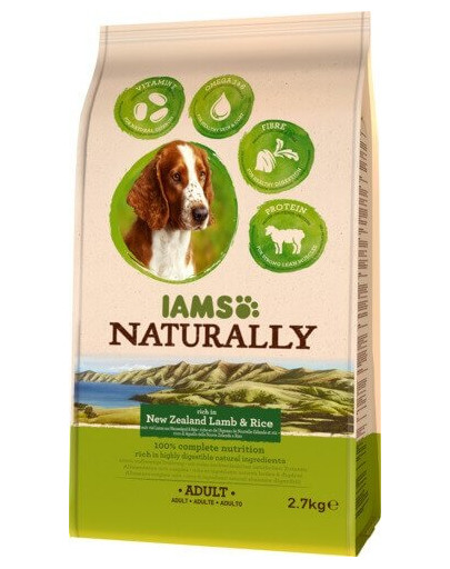 IAMS Naturally Adult Dog rich in New Zealand Lamb & Rice 2,7 kg