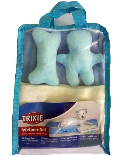 TRIXIE Sada pre šteňa - deka + 2 hračky nebesky modrá 76 x 50 cm