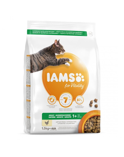 IAMS for Vitality Granule pre dospelé mačky s kuracím mäsom 1,5 kg
