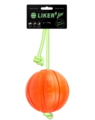 LIKER LUMI lopta na žiariacej šnúrke 9 cm