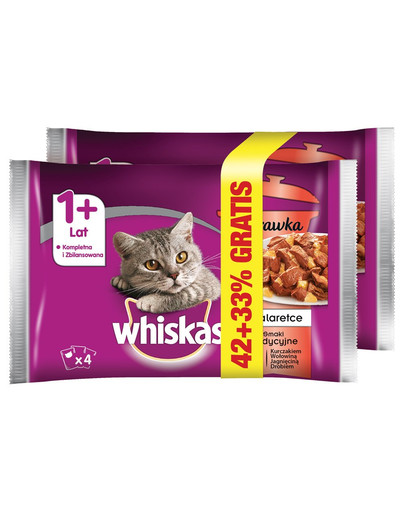 WHISKAS Adult 4x85g Tradičné príchute pre mačky v želé