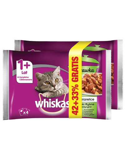 WHISKAS Adult 4x85g Fish Flavourspre mačky v želé