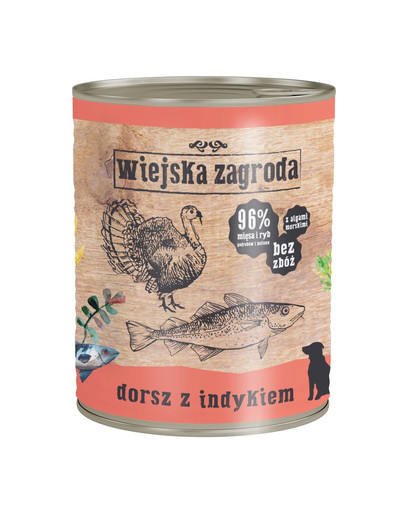 WIEJSKA ZAGRODA Treska a morčacie 800 g Bezobilná konzerva pre psov