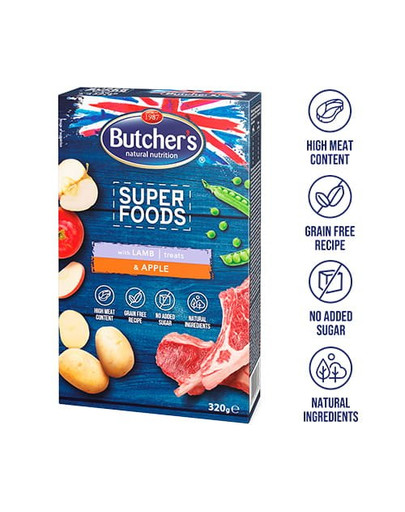 BUTCHER'S Superfoods Treats Jahňacie & Jablko 320 g