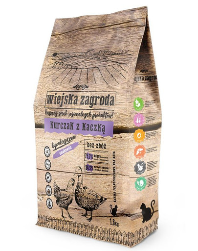 WIEJSKA ZAGRODA Kuracie a kačacie krmivo pre mačky 1.6 kg