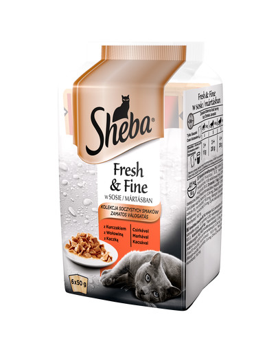 SHEBA Mäsové vrecká pre mačky 6x50g + 6x50g