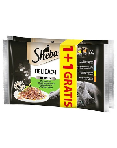 SHEBA Saszetka Delicacy Mäsové kapsičky v želé 56 x 85 g (28 +28 gratis)