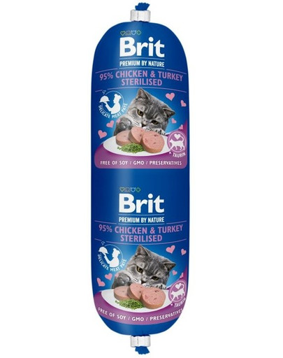 BRIT Cat sausage kura a morka 180 g