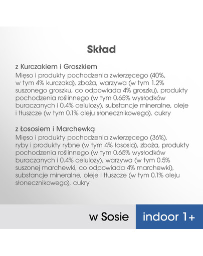 PERFECT FIT Indoor 1+ krmivo pre mačky, kuracie mäso, losos 4x85 g