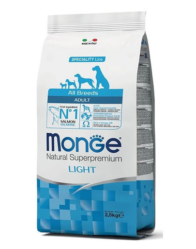 MONGE Light Losos s ryžou 2,5 kg