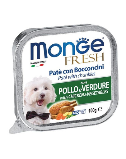MONGE Dog Fresh paštéta a kúsky s kuraťom a zeleninou 100g