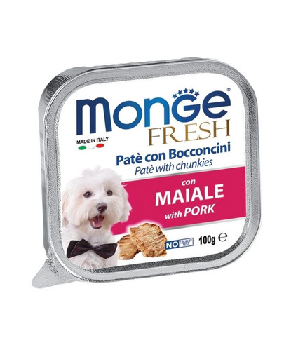MONGE Dog Fresh Paštéta a kúsky s bravčovým 100g
