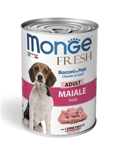 MONGE Fresh Dog Konzerva pre psov, bravčové mäso v cestíčku 400g
