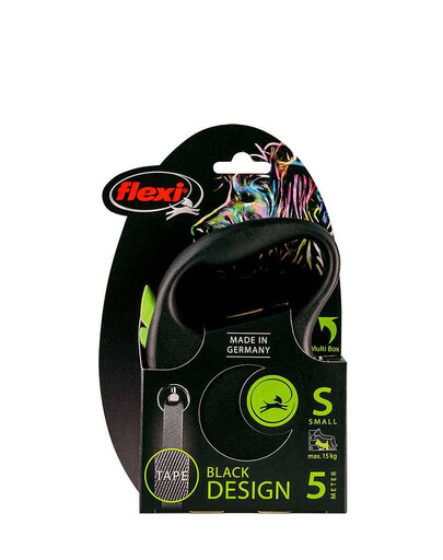FLEXI Vodítko zelené Black Design M pásik 5 m
