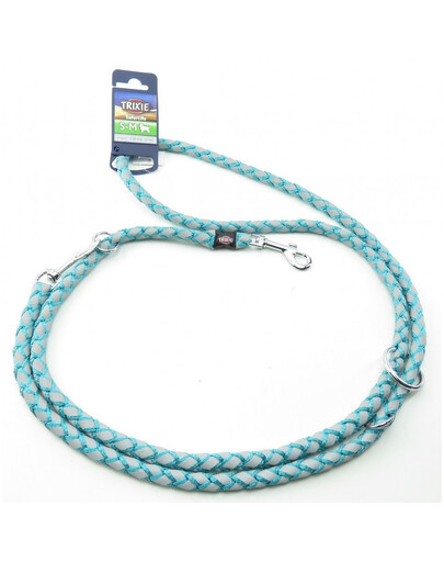 TRIXIE Cavo Reflect Reflexné nastaviteľné vodítko pre psa, Sea Blue S - M: 2,00 m / o 12 mm