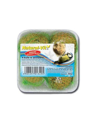 NATURAL-VIT Krmivo pre prezimujúce vtáky-Pšeničné gule 90g x 4 ks. podnos
