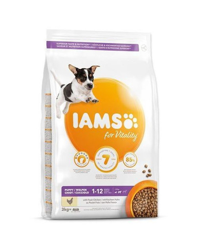 IAMS ProActive Health Puppy & Junior Granule pre šťeňatá  malých a stredných plemien s kuracím mäsom 24 kg (2 x 12 kg)