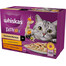 WHISKAS Adult kapsička 12x85g Krémové krmivo pre dospelé mačky v omáčke s: kuracím mäsom a zeleninou, jahňacím a morčacím mäsom