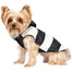 Doggy Dolly Pruhovaná bunda s kožušinovou kapucňou, čierno / biela, M 28-30 cm/41-43 cm